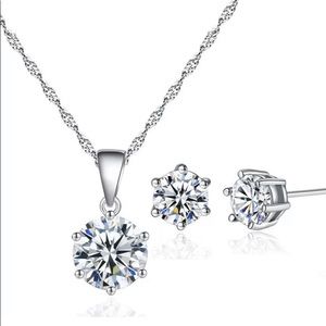 925 Silver Pendant Necklace & Earrings Set